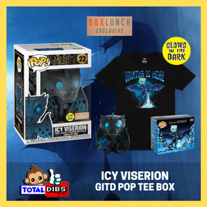 BoxLunch Exclusive - Pop! Game of Thrones - Icy Viserion GITD Pop! and Pop Tee Box