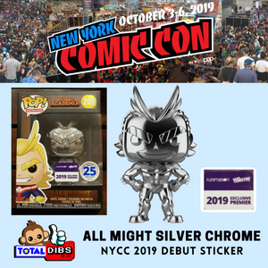 NYCC 2019 Exclusive - Pop! Animation My Hero Academia: All Might Silver Chrome NYCC Debut Sticker