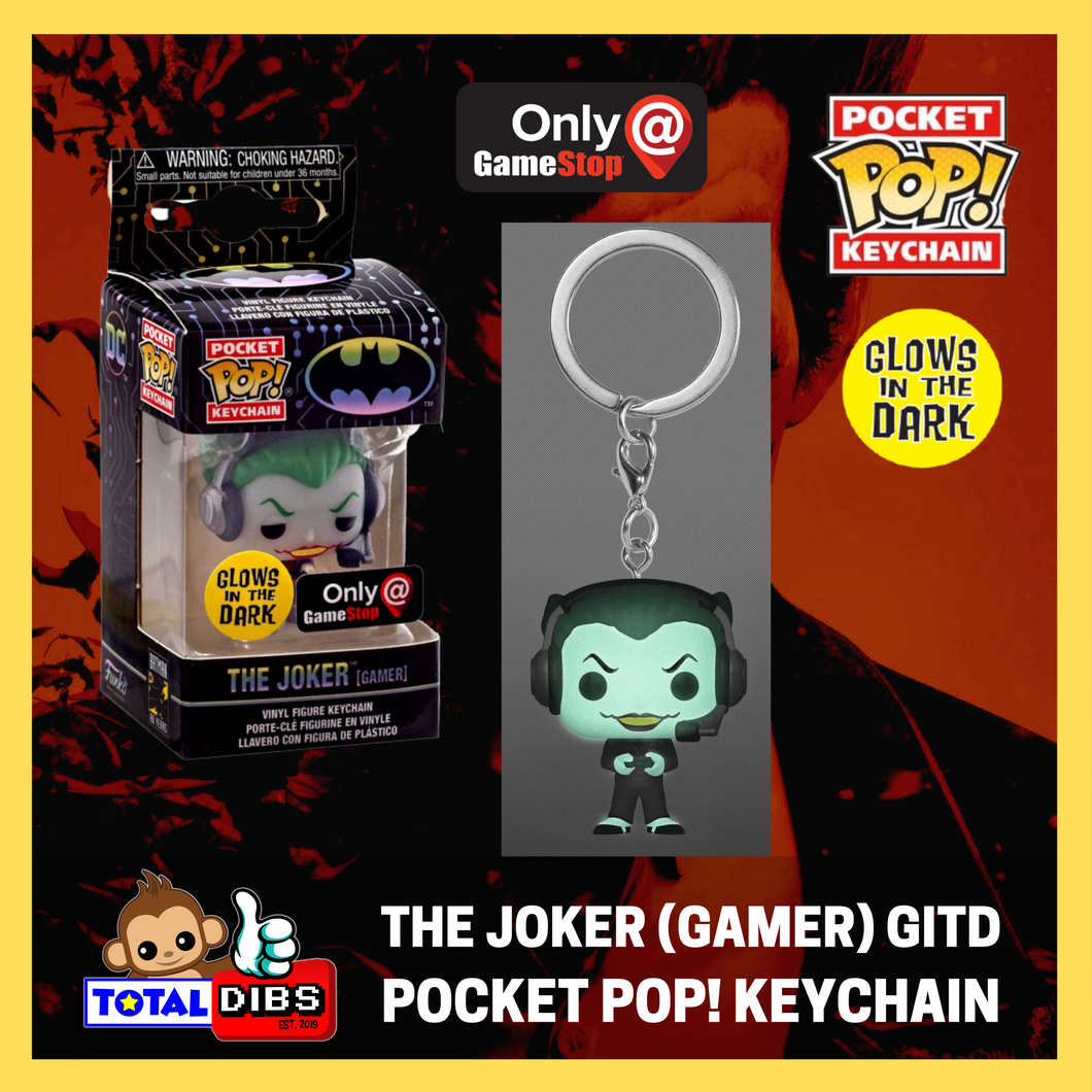 GameStop Exclusive - Pocket Pop! Keychain - DC Superheroes Batman 80 Years: The Joker (Gamer) GITD