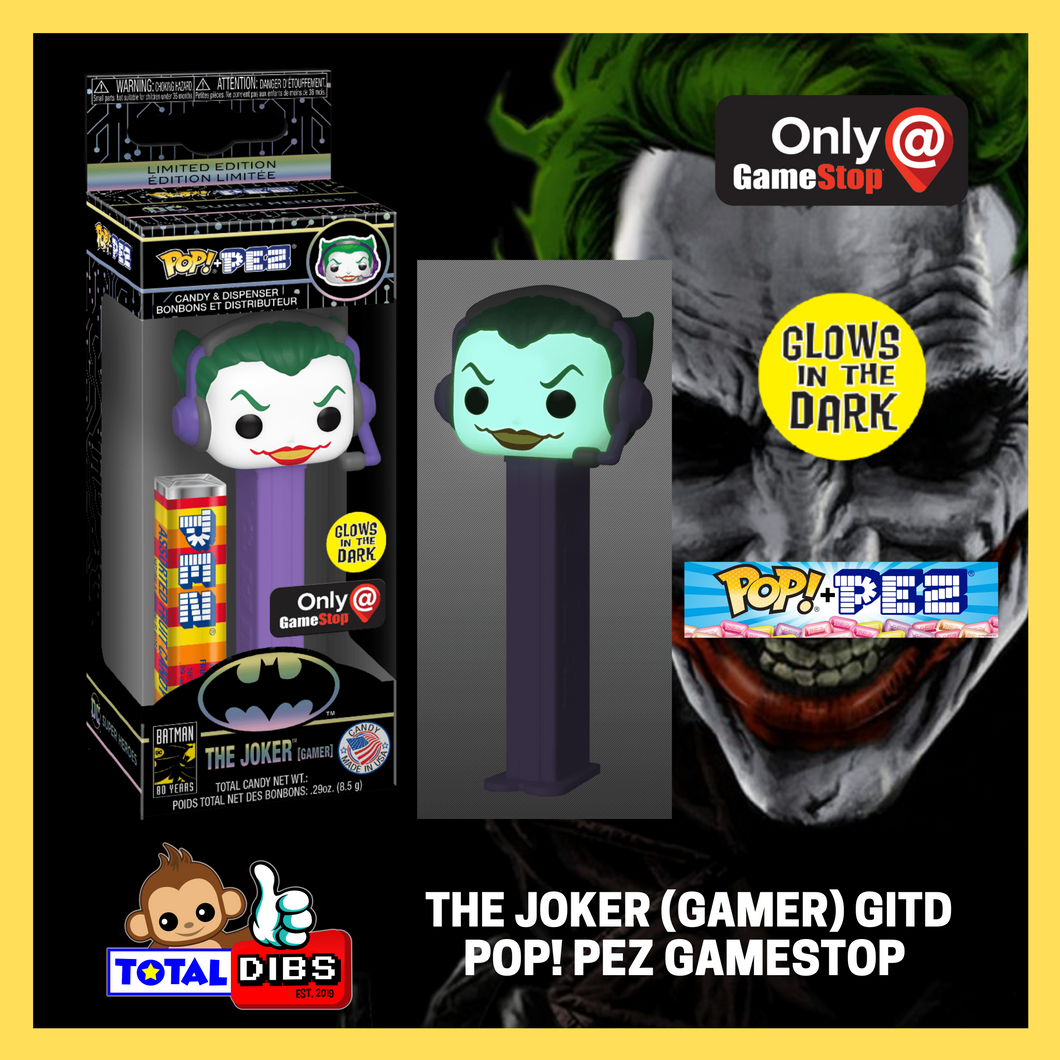GameStop Exclusive -  Pop! PEZ - DC Superheroes Batman 80 Years: The Joker (Gamer) GITD
