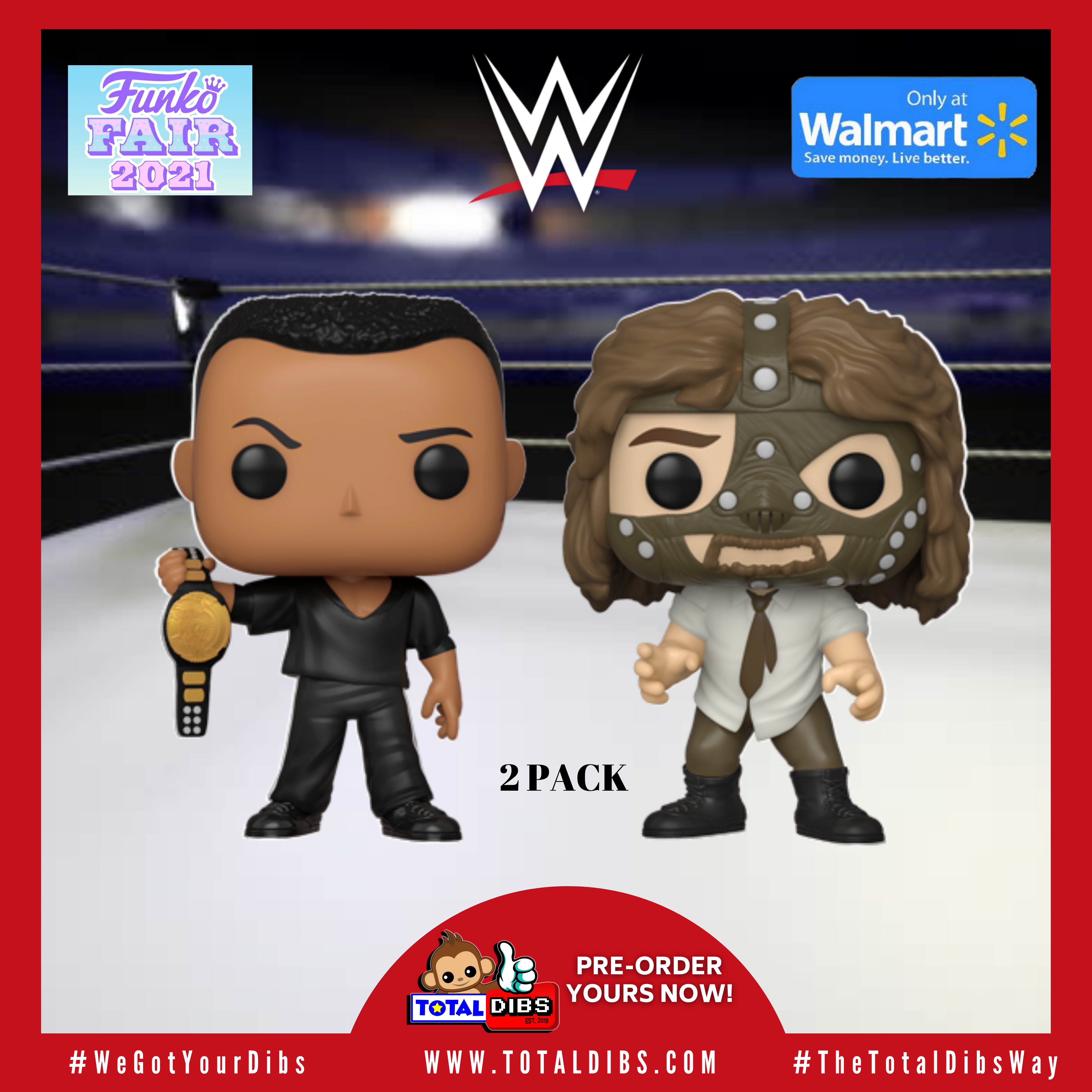 PRE-ORDER) Walmart Exclusive - Pop! WWE - Mankind and The Rock (2-Pac –  Total Dibs
