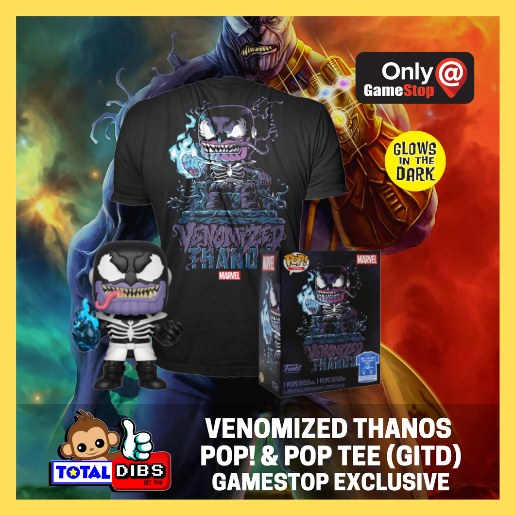 GameStop Exclusive - Pop! Marvel - Venomized Thanos GITD Pop! and Pop Tee Box