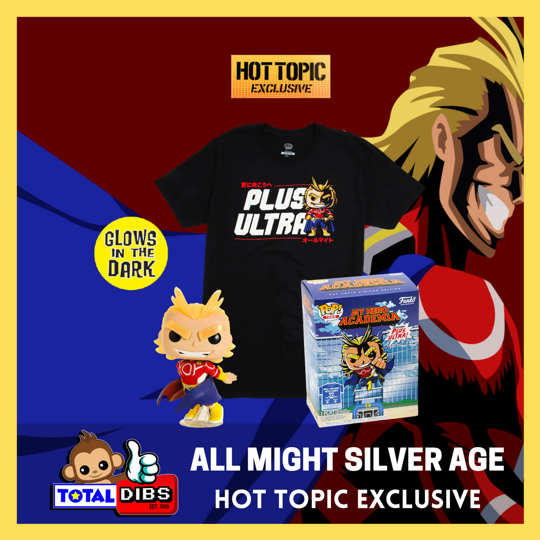 Hot Topic Exclusive - Pop! Animation My Hero Academia - All Might Silver Age GITD Pop! and Pop Tee Box