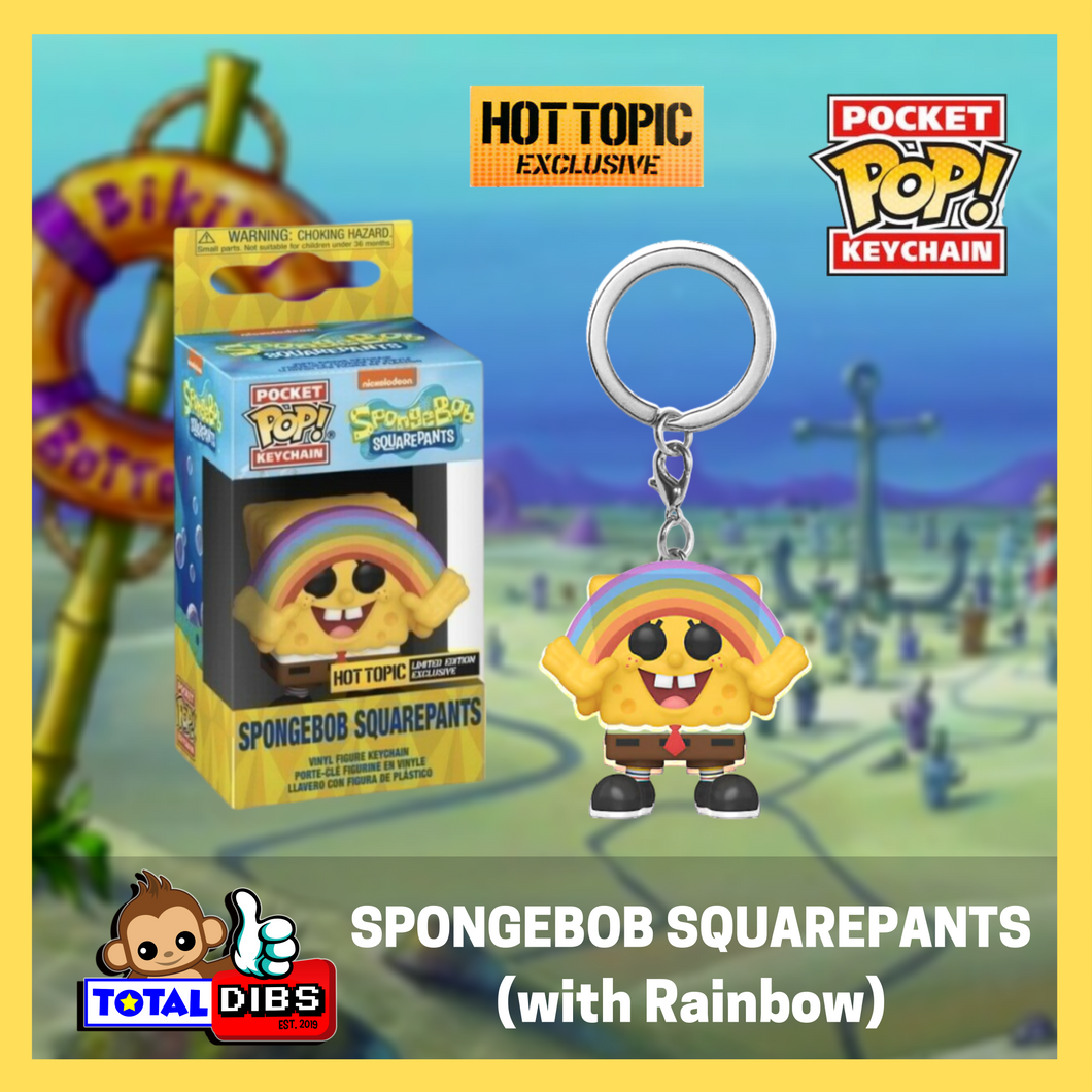 Hot Topic Exclusive - Pocket Pop! Keychain - Nickelodeon: Spongebob with Rainbow