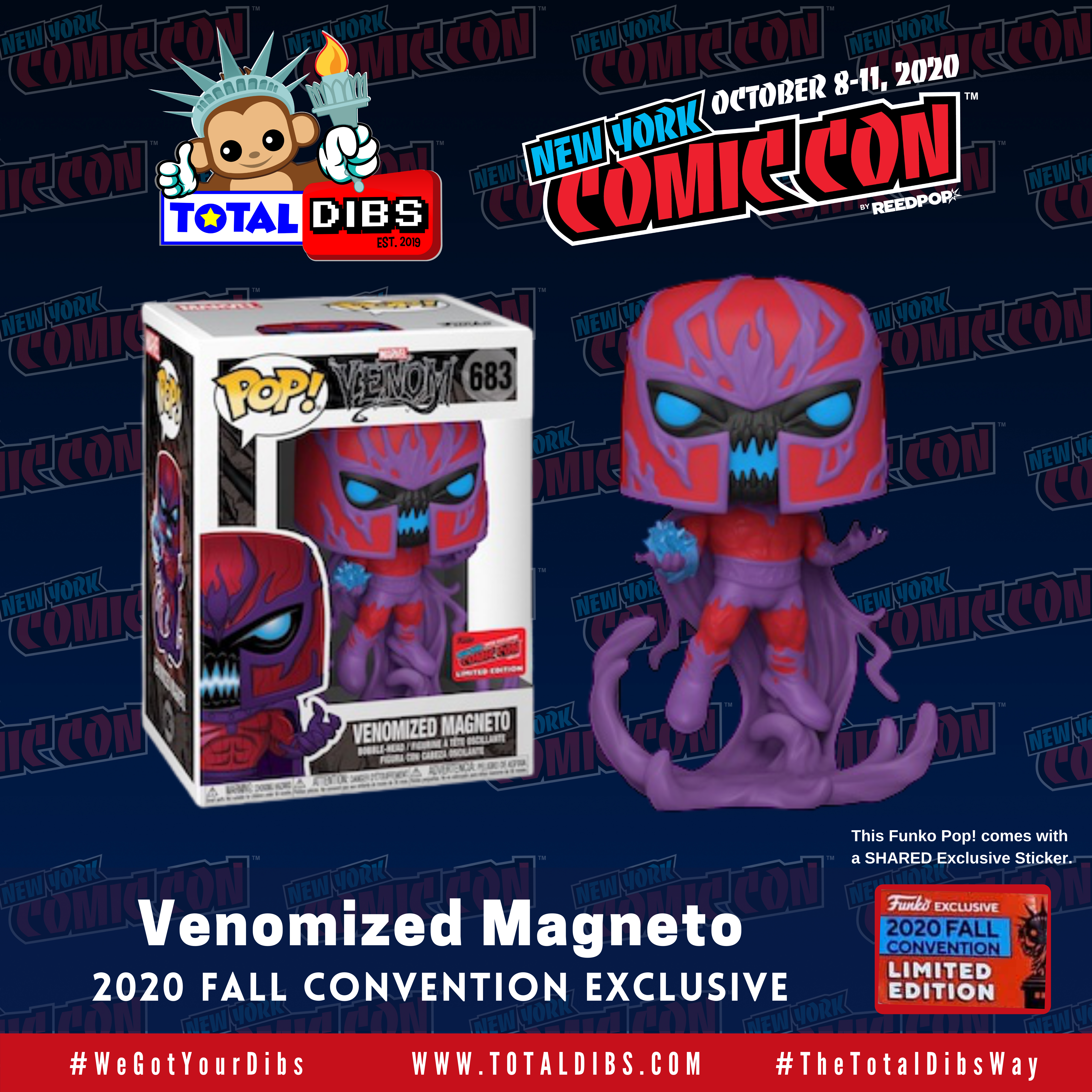 Venomized Magneto Funko offers Pop 2020 NYCC Con Sticker