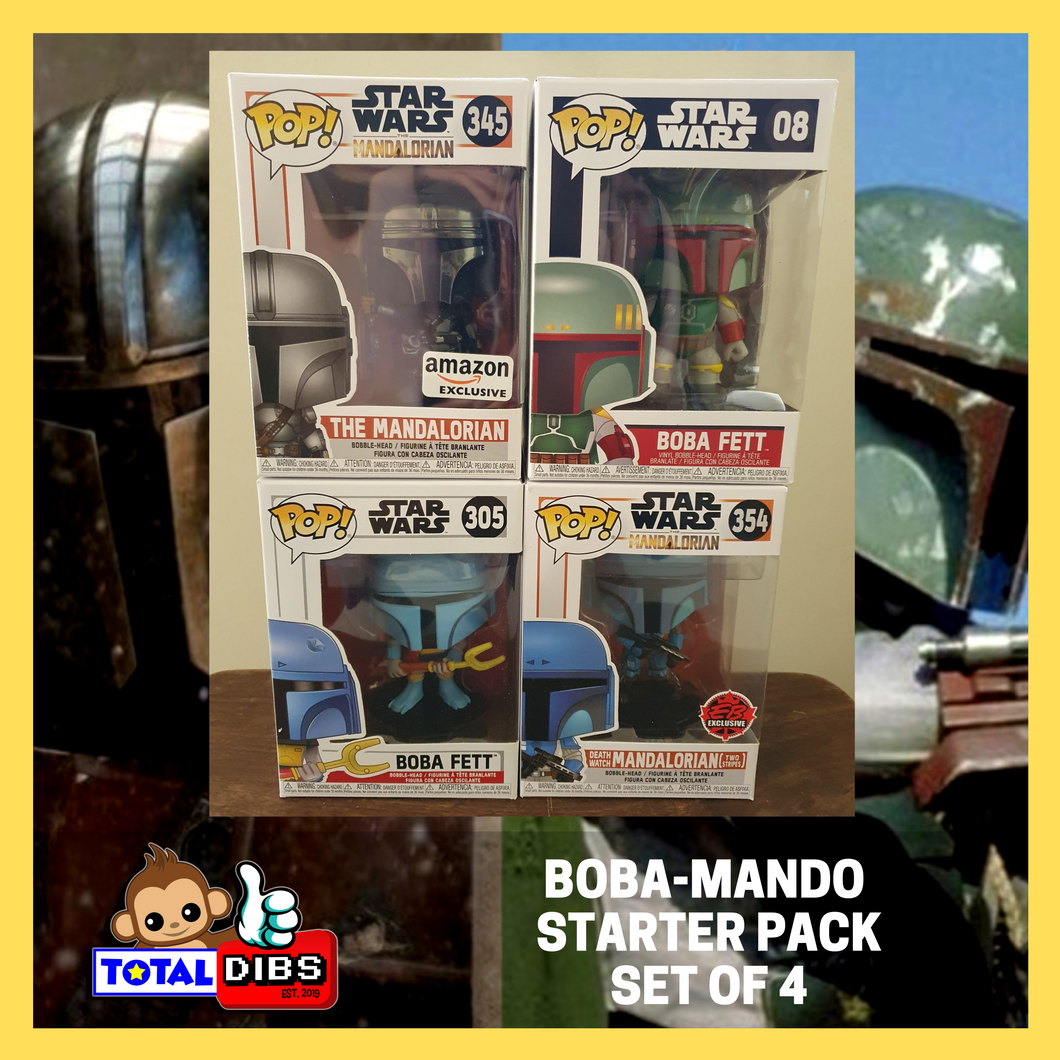 Pop! Star Wars - Boba Fett + Mandalorian Starter Pack Set of 4
