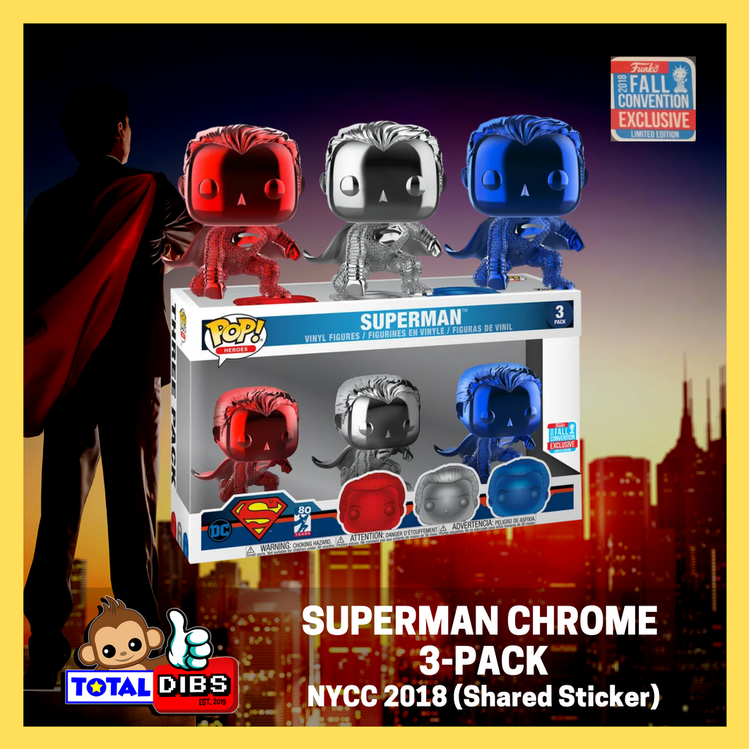NYCC 2018 Exclusive - Pop! Heroes: Superman Chrome (3 Pack)
